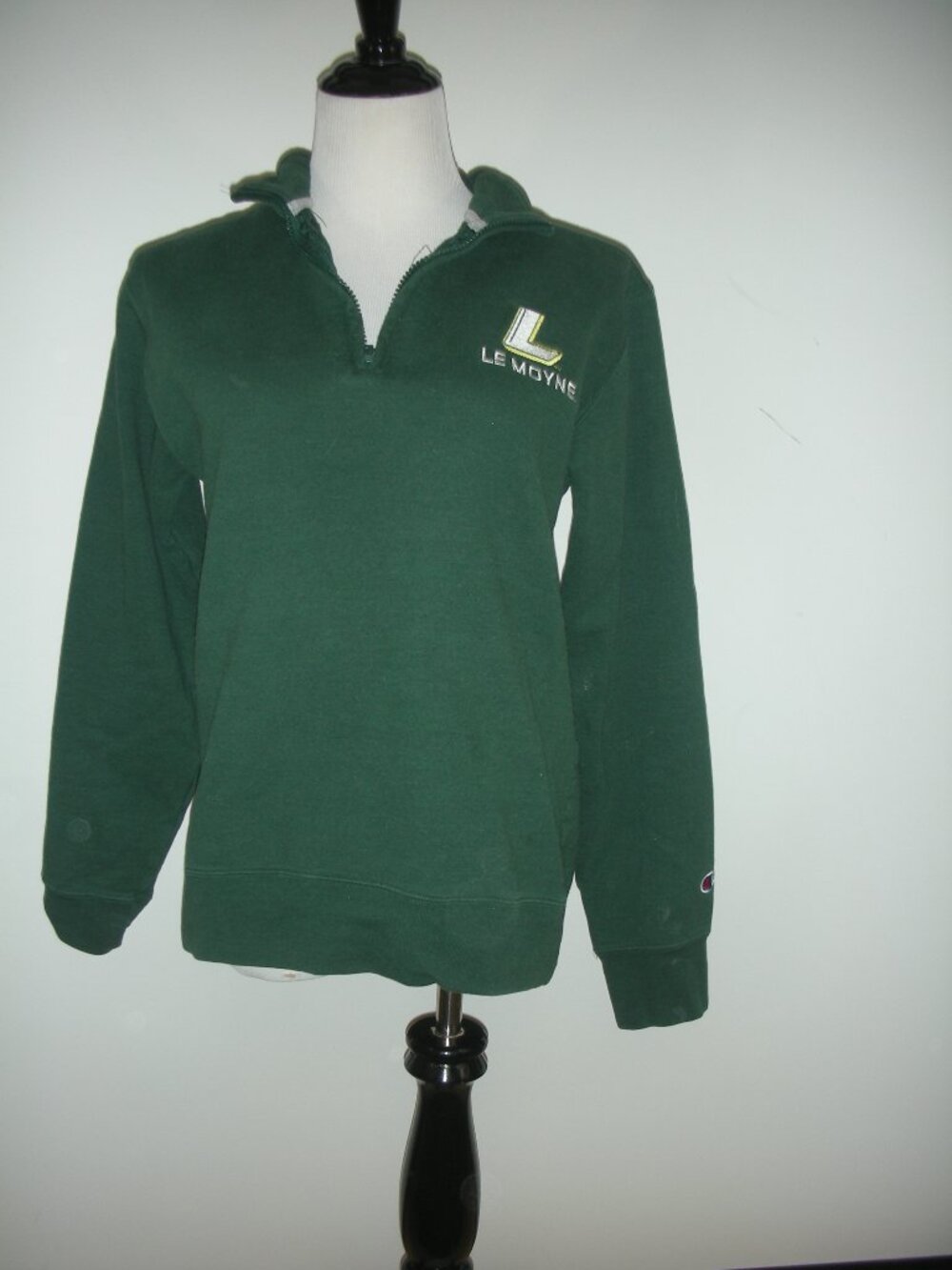 Champion Le Moyne College Quarter Zip Sweatshirt S Green Collegiate